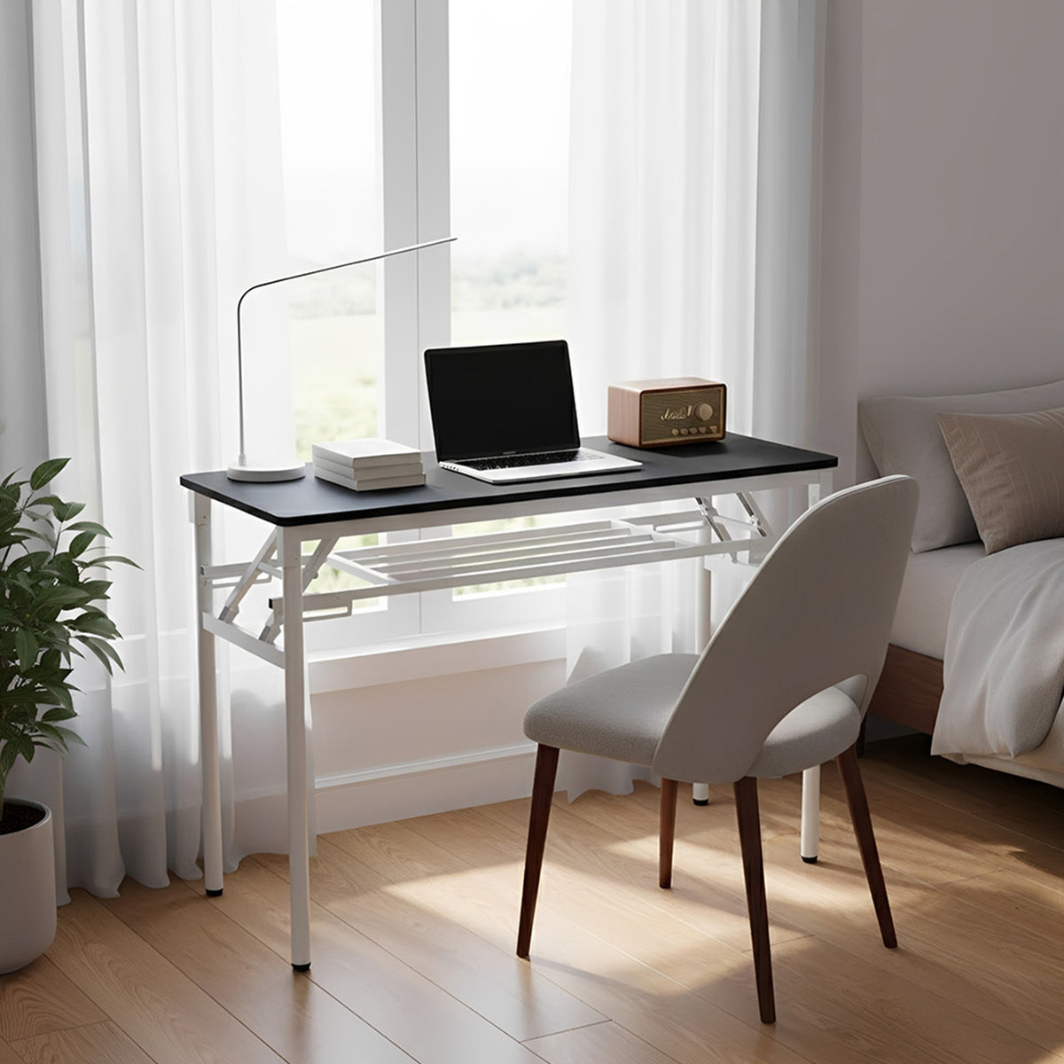 Folding Office Desk with Adjustable Foot Pads