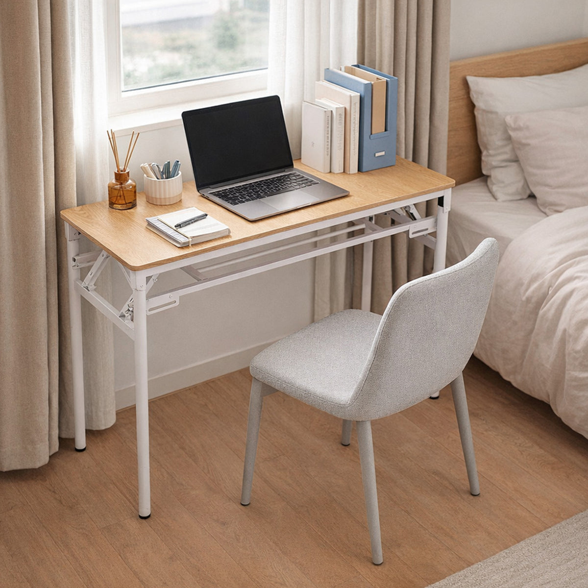 Folding Office Desk with Adjustable Foot Pads
