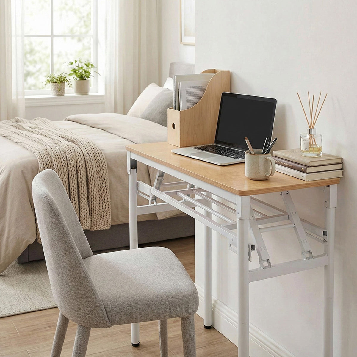 Folding Office Desk with Adjustable Foot Pads