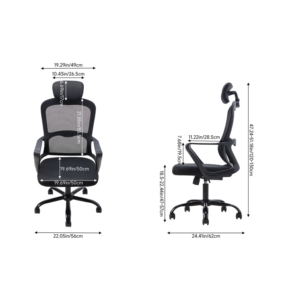 Ergonomic Mesh Office Chair with Adjustable Headrest & 15° Tilt Recline