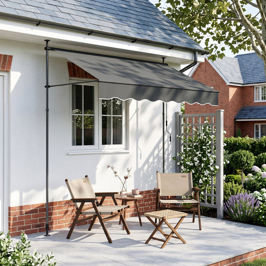 Retractable Awning with Adjustable Support Poles