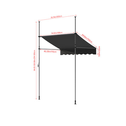 Retractable Awning with Adjustable Support Poles