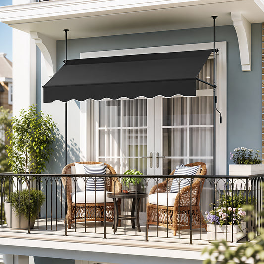 Retractable Awning with Adjustable Support Poles