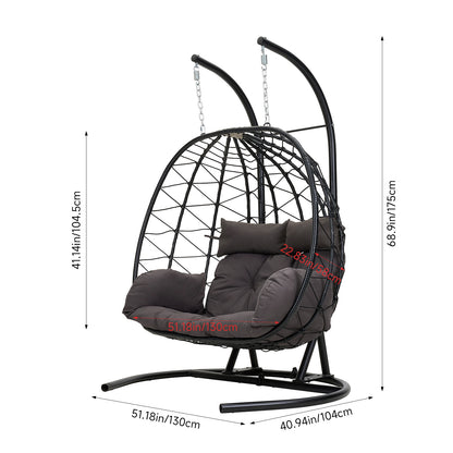 2-Seater Swing Hanging Egg Chair with Metal Stand