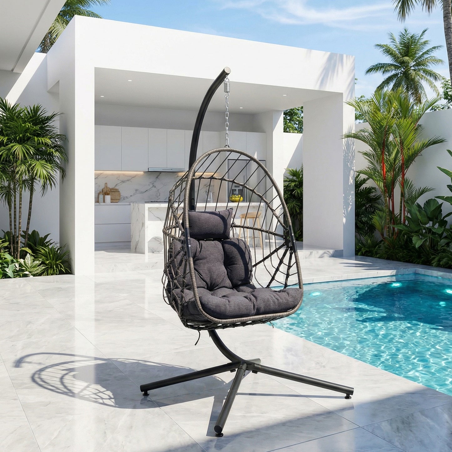 Swing Hanging Egg Chair with Cushion and Headrest
