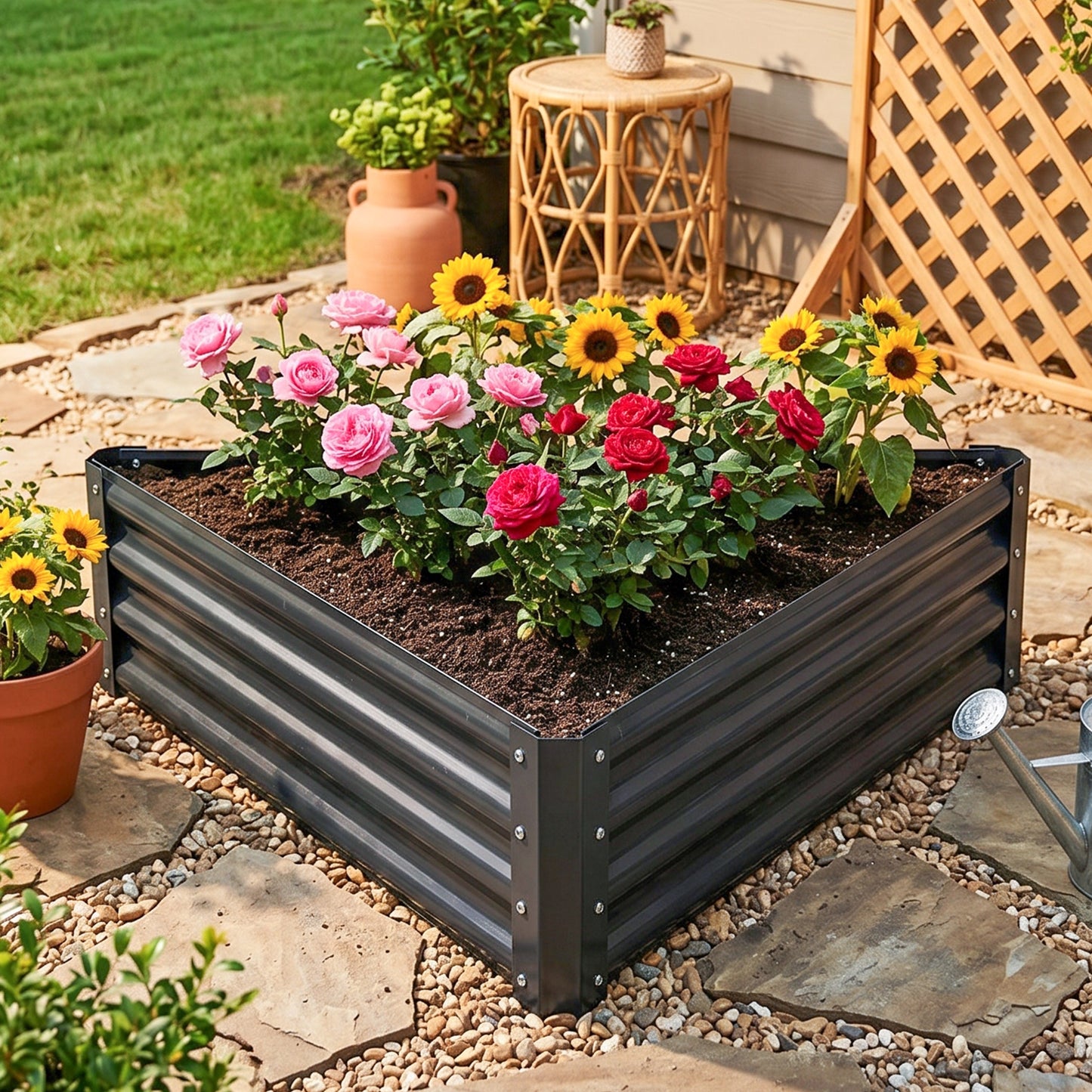 Triangular Galvanised Steel Raised Garden Bed