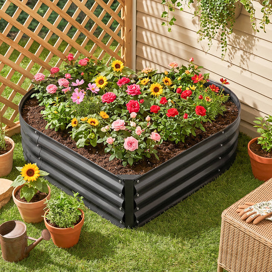 Heart-shaped Galvanised Steel Raised Garden Bed