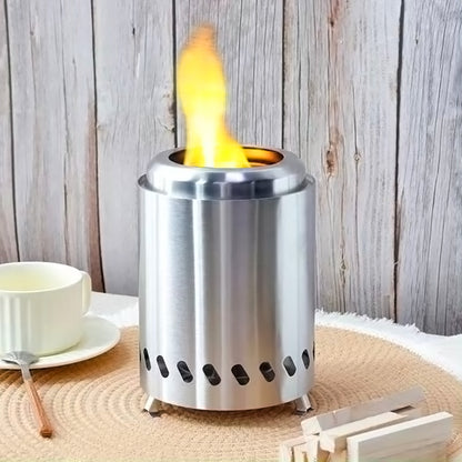 Silver Portable Tabletop Fire Pit with Ash Grate