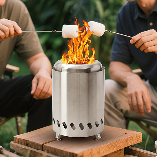 Silver Portable Tabletop Fire Pit with Ash Grate