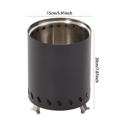 Black Portable Tabletop Fire Pit with Ash Grate