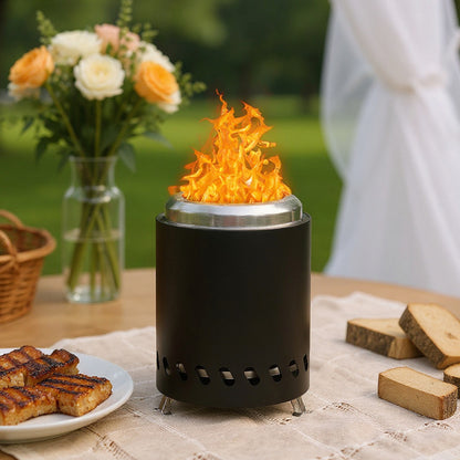 Black Portable Tabletop Fire Pit with Ash Grate