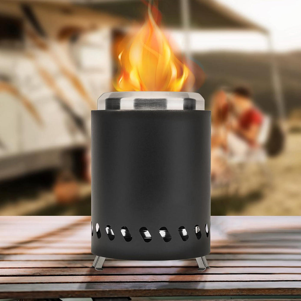 Black Portable Tabletop Fire Pit with Ash Grate