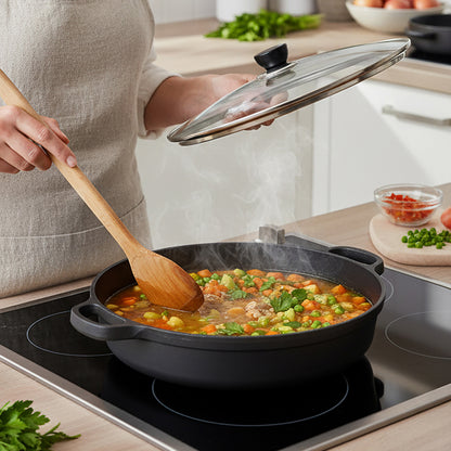 Pre-Seasoned Round Cast Iron Pot Braiser with Lid