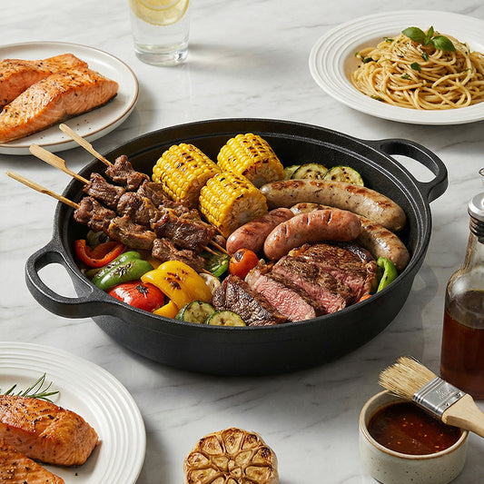 Pre-Seasoned Round Cast Iron Pot Braiser with Lid