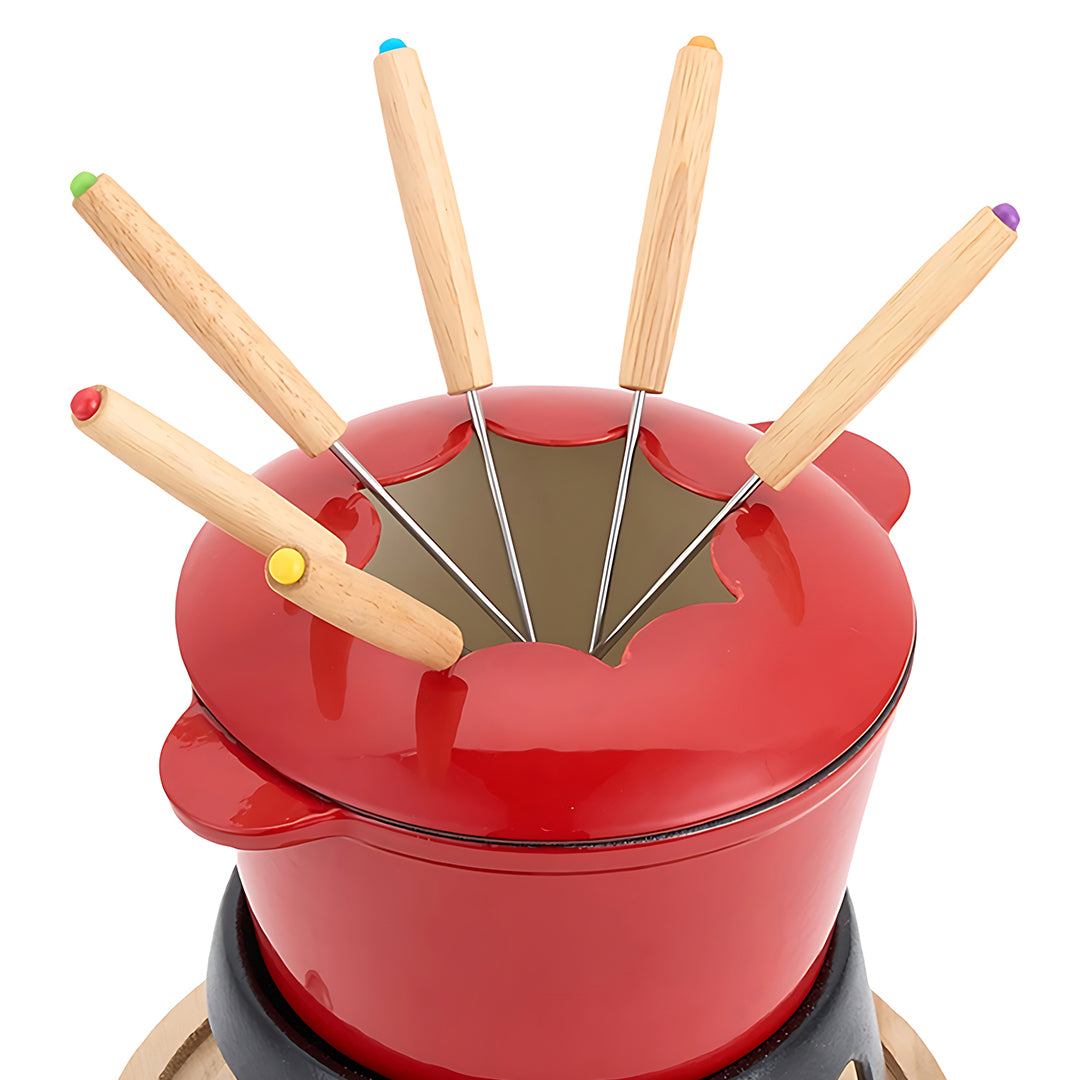 2L Cast Iron Fondue Pot Set