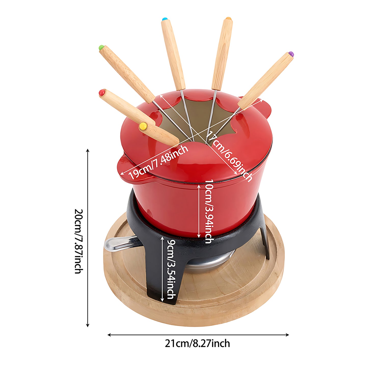 2L Cast Iron Fondue Pot Set