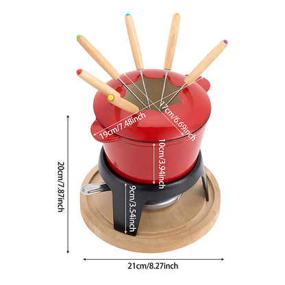 2L Cast Iron Fondue Pot Set
