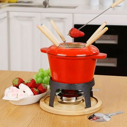 2L Cast Iron Fondue Pot Set