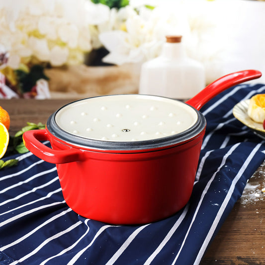 Enameled Cast Iron Saucepan with Lid