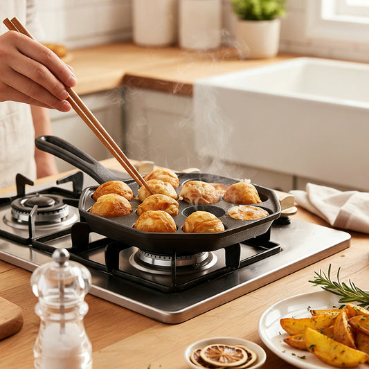12-Hole Cast Iron Takoyaki Pan