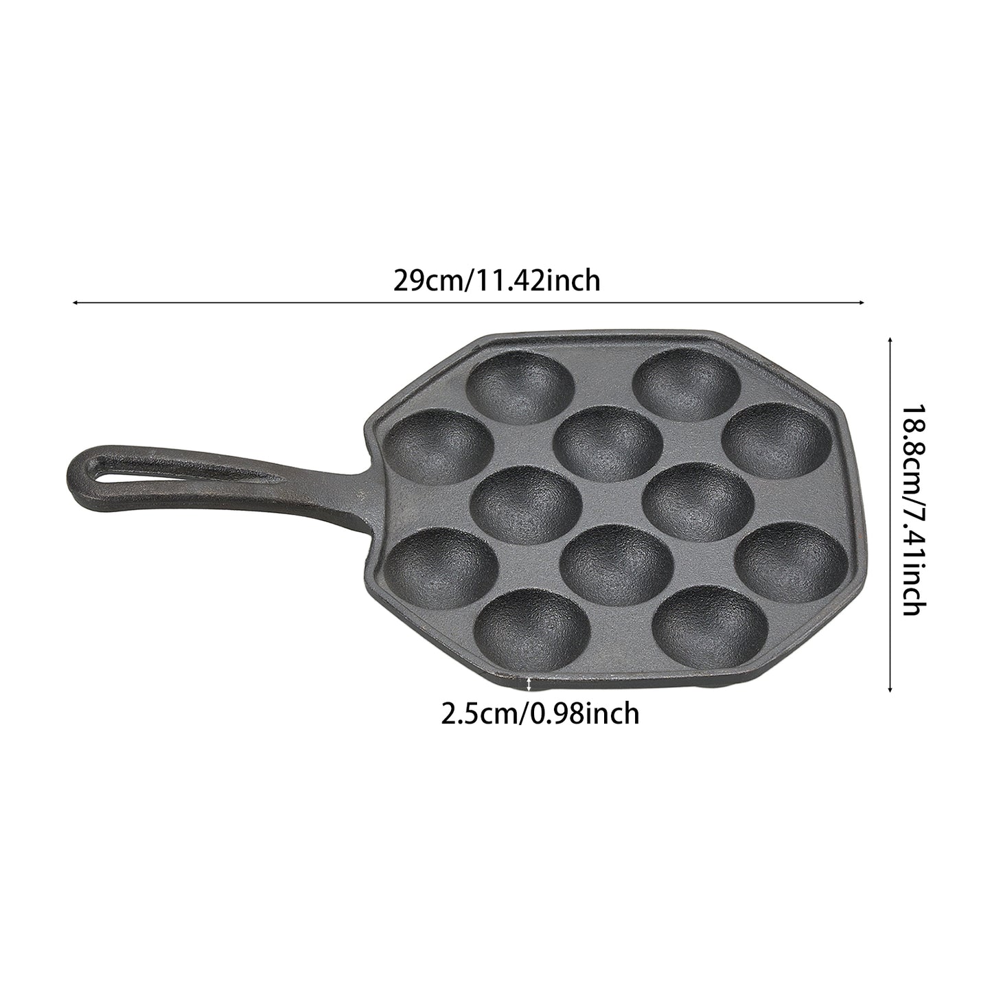 12-Hole Cast Iron Takoyaki Pan