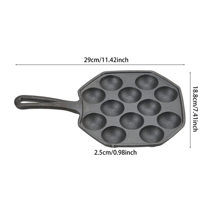 12-Hole Cast Iron Takoyaki Pan