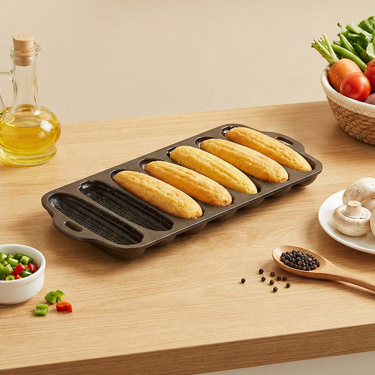 Double-Handled Cast Iron Corn Pan