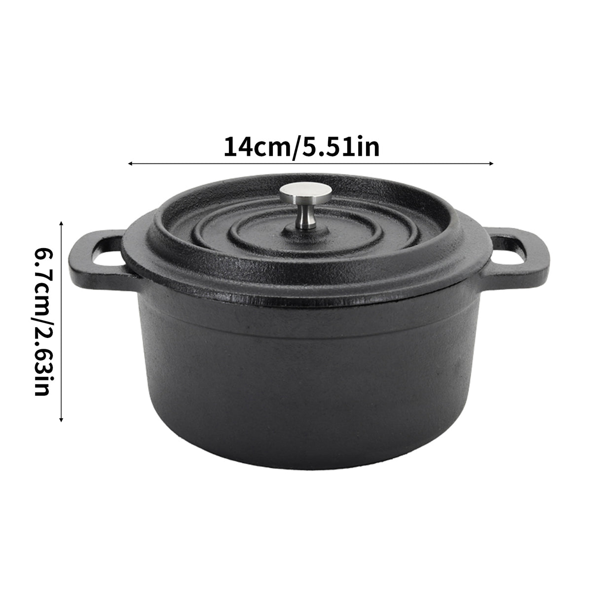 1L Pre-Seasoned Cast Iron Dutch Oven with Lid