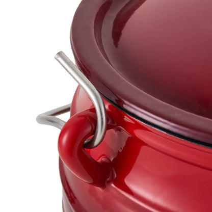 Enameled Cast Iron Cauldron with Lid for Camping & BBQ