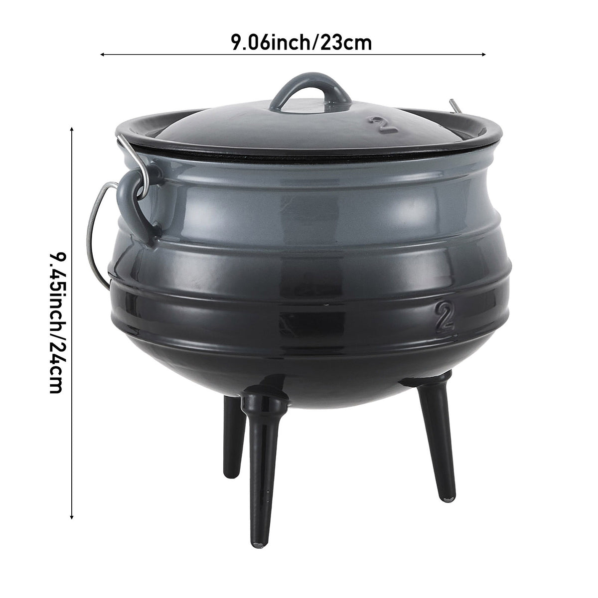 Enameled Cast Iron Cauldron with Lid for Camping & BBQ