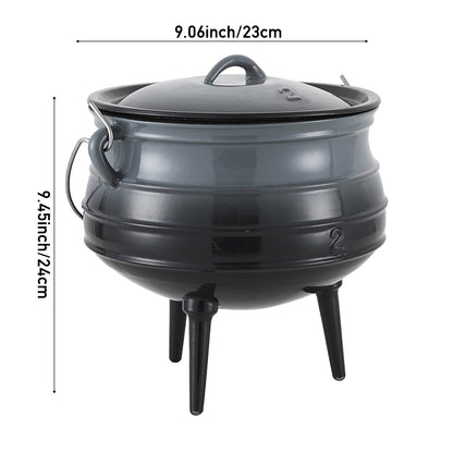 Enameled Cast Iron Cauldron with Lid for Camping & BBQ