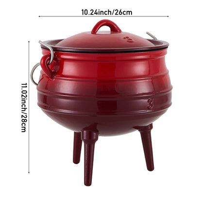 Enameled Cast Iron Cauldron with Lid for Camping & BBQ