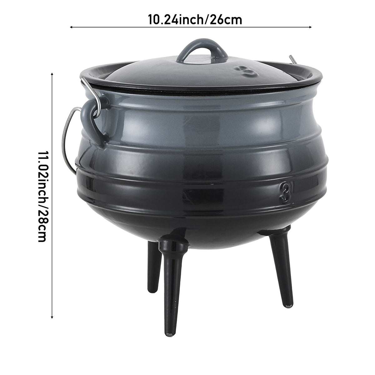Enameled Cast Iron Cauldron with Lid for Camping & BBQ