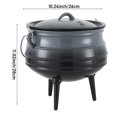 Enameled Cast Iron Cauldron with Lid for Camping & BBQ