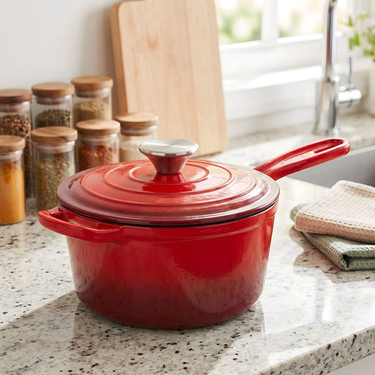 2.5L Enameled Cast Iron Saucepan with Lid