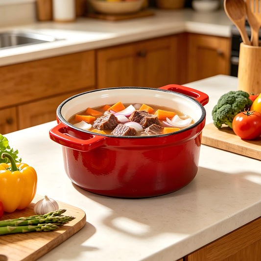 Enamelled Cast Iron Dutch Oven Pot with Lid