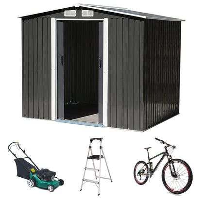 8x8 FT Large Metal Apex Roof Garden Tool Storage Shed
