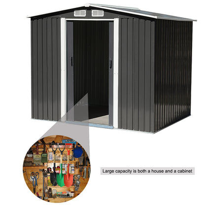 8x8 FT Large Metal Apex Roof Garden Tool Storage Shed
