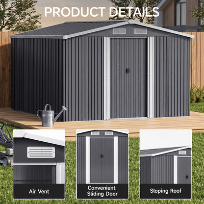8x8 FT Large Metal Apex Roof Garden Tool Storage Shed