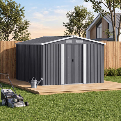 8x8 FT Large Metal Apex Roof Garden Tool Storage Shed