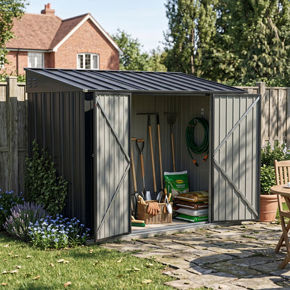 10 x 5 ft Metal Garden Storage Shed with Pent Roof & Double Doors