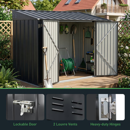 10 x 5 ft Metal Garden Storage Shed with Pent Roof & Double Doors