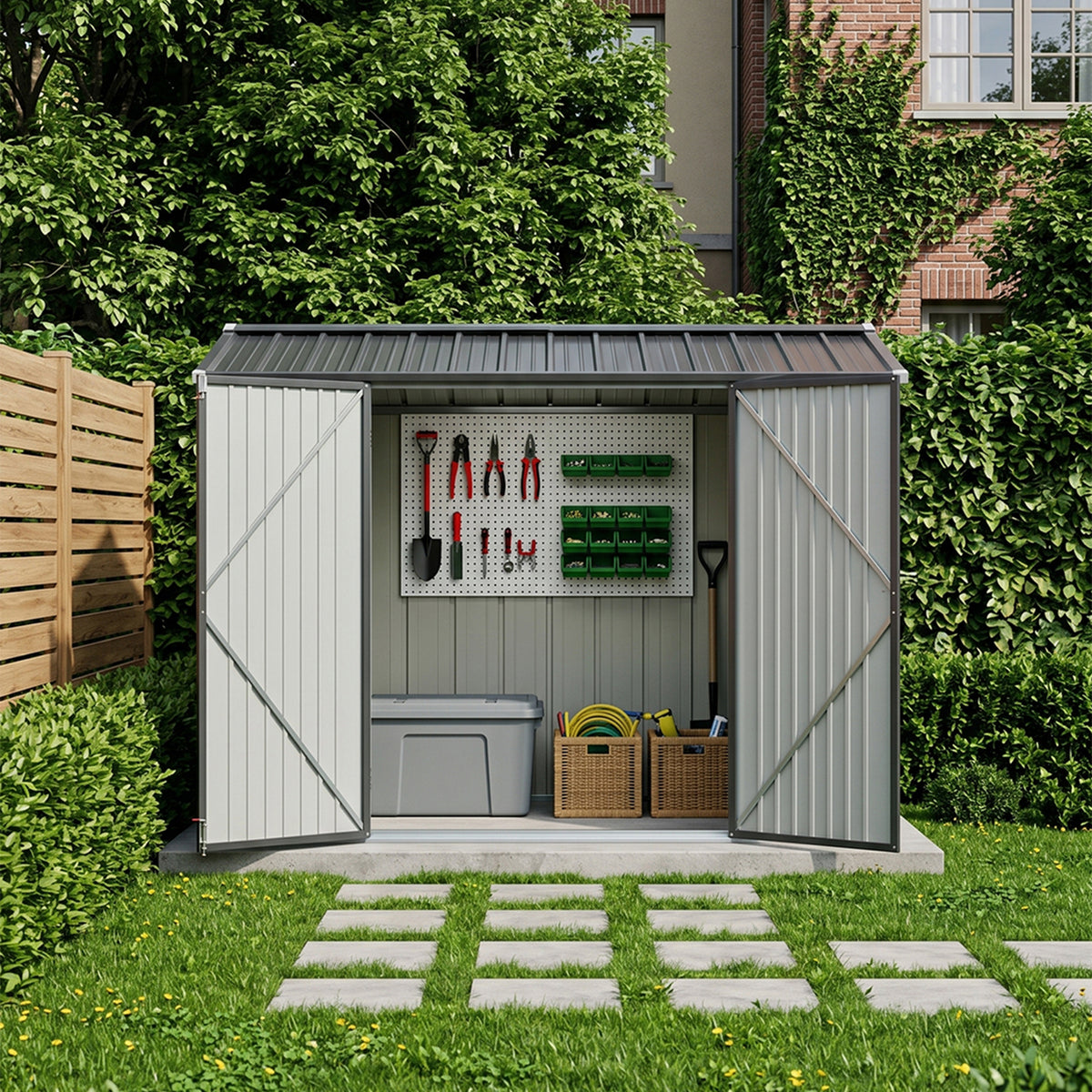 10x7 FT Large Metal Garden Tool Storage Shed