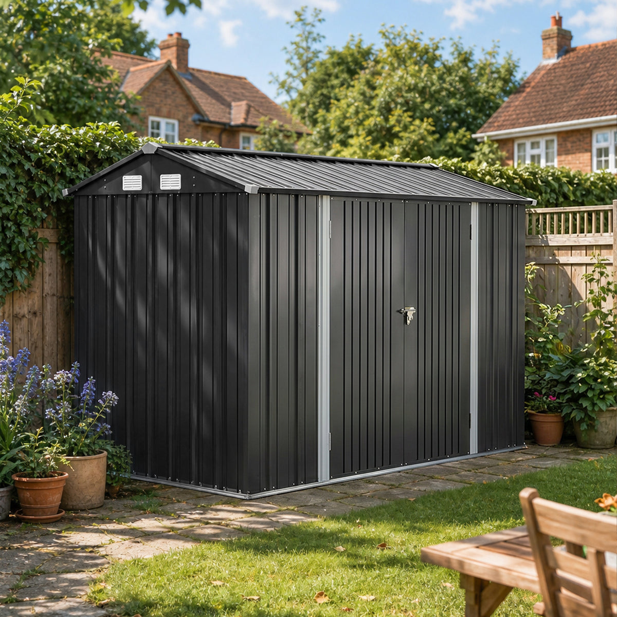 10x7 FT Large Metal Garden Tool Storage Shed