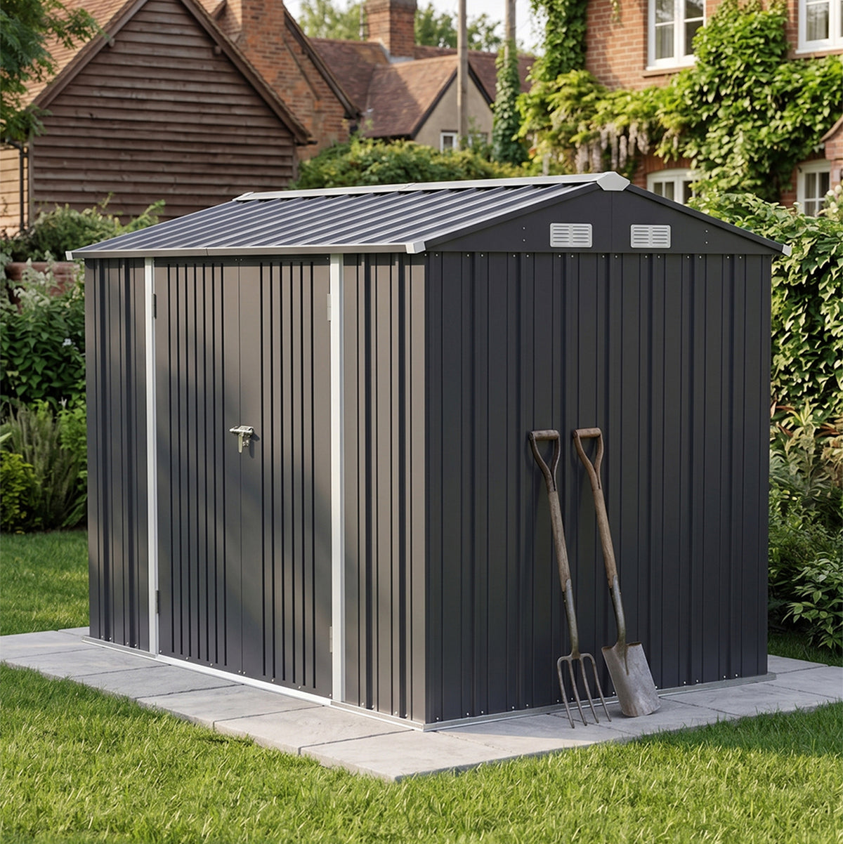 10x7 FT Large Metal Garden Tool Storage Shed