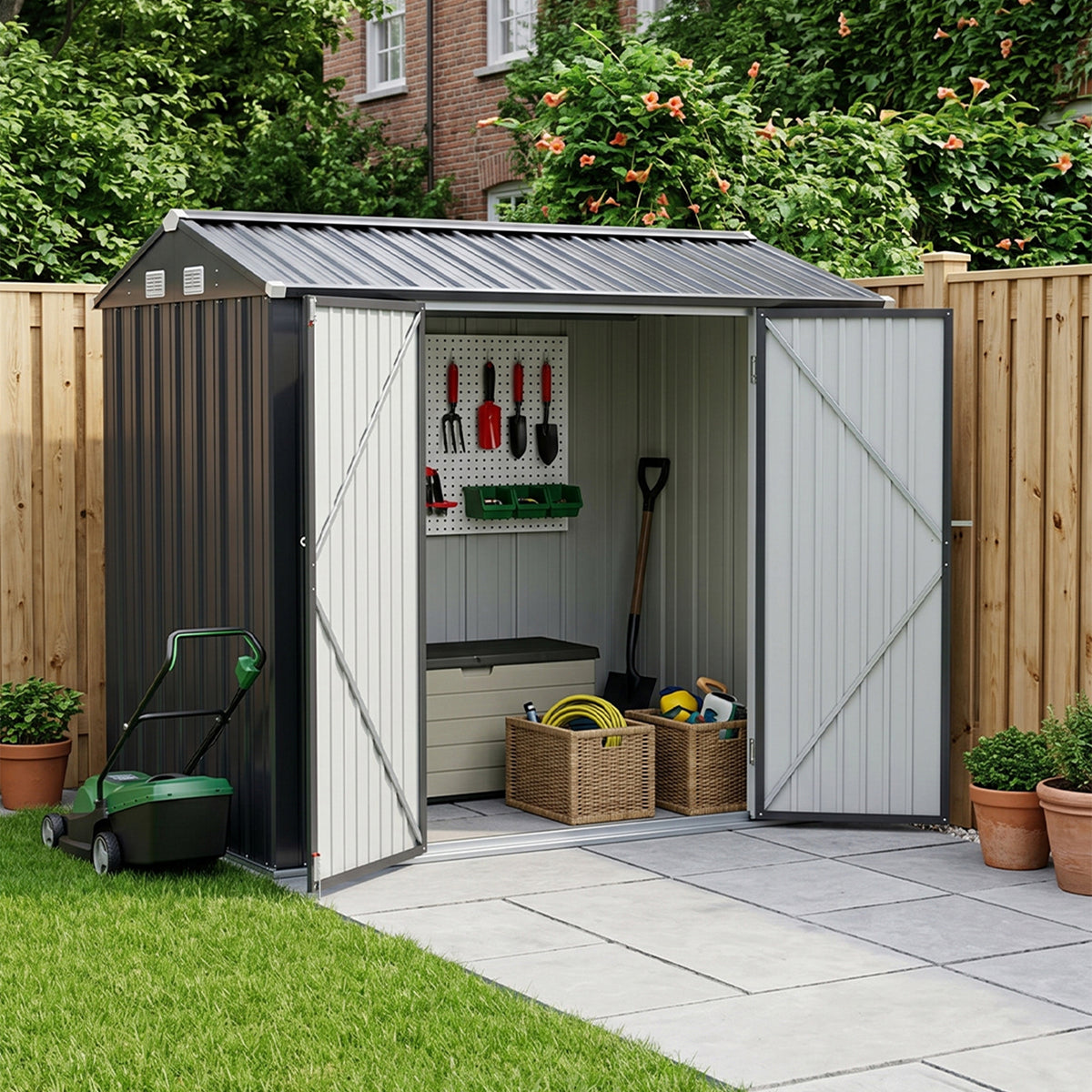 10x7 FT Large Metal Garden Tool Storage Shed