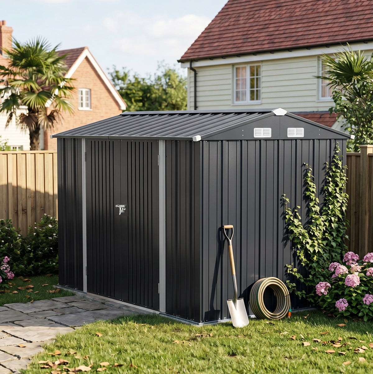 10x7 FT Large Metal Garden Tool Storage Shed