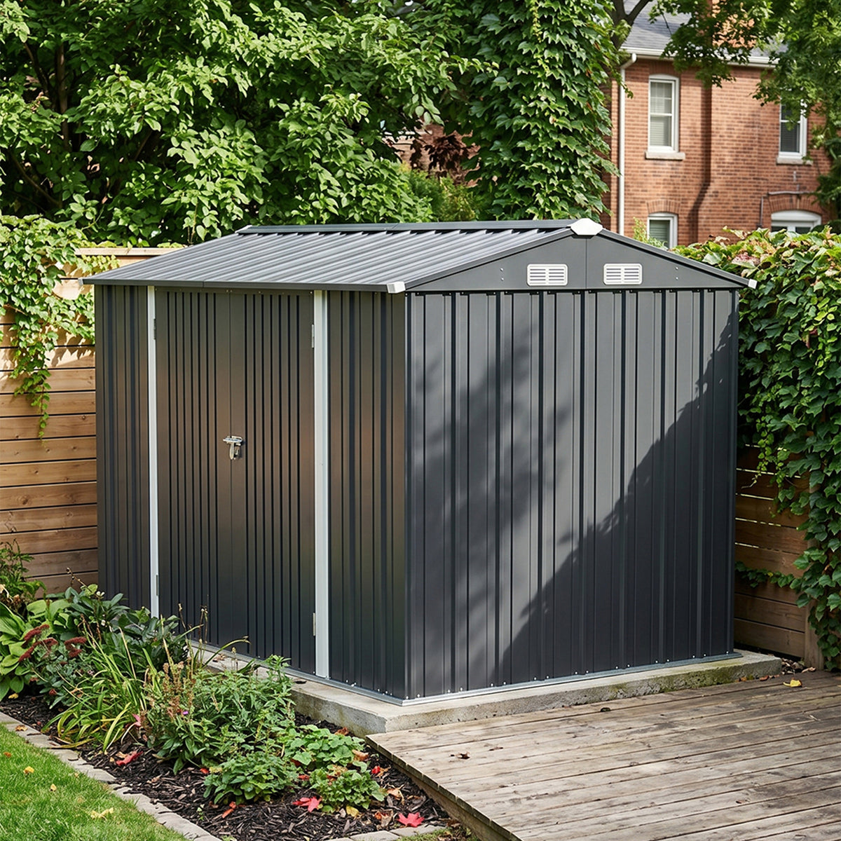 10x7 FT Large Metal Garden Tool Storage Shed