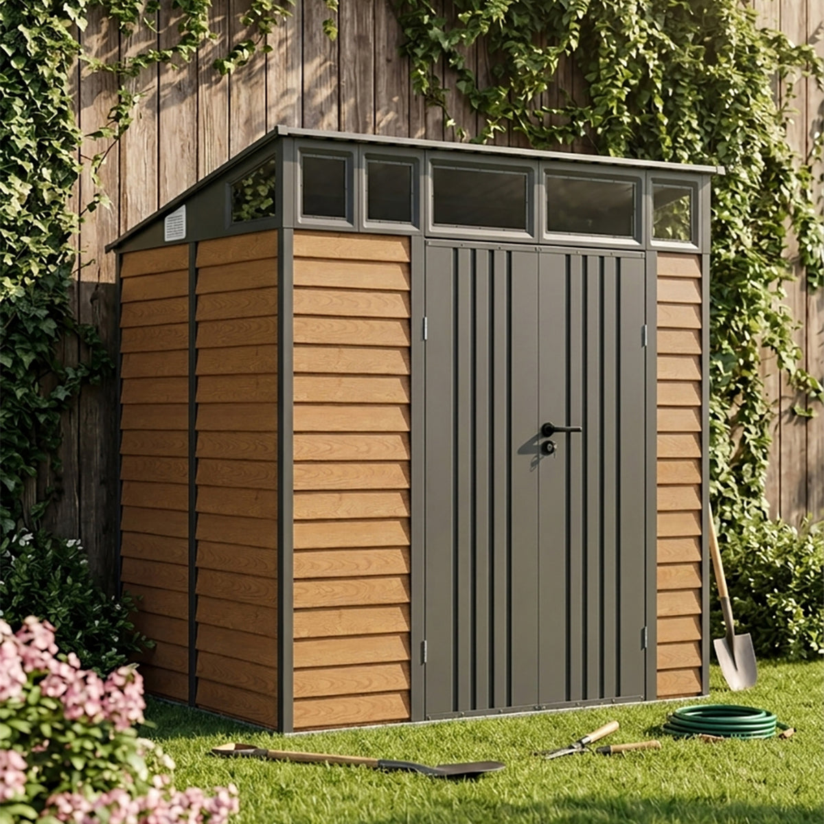 8x7 FT Large Metal Garden Tool Storage Shed