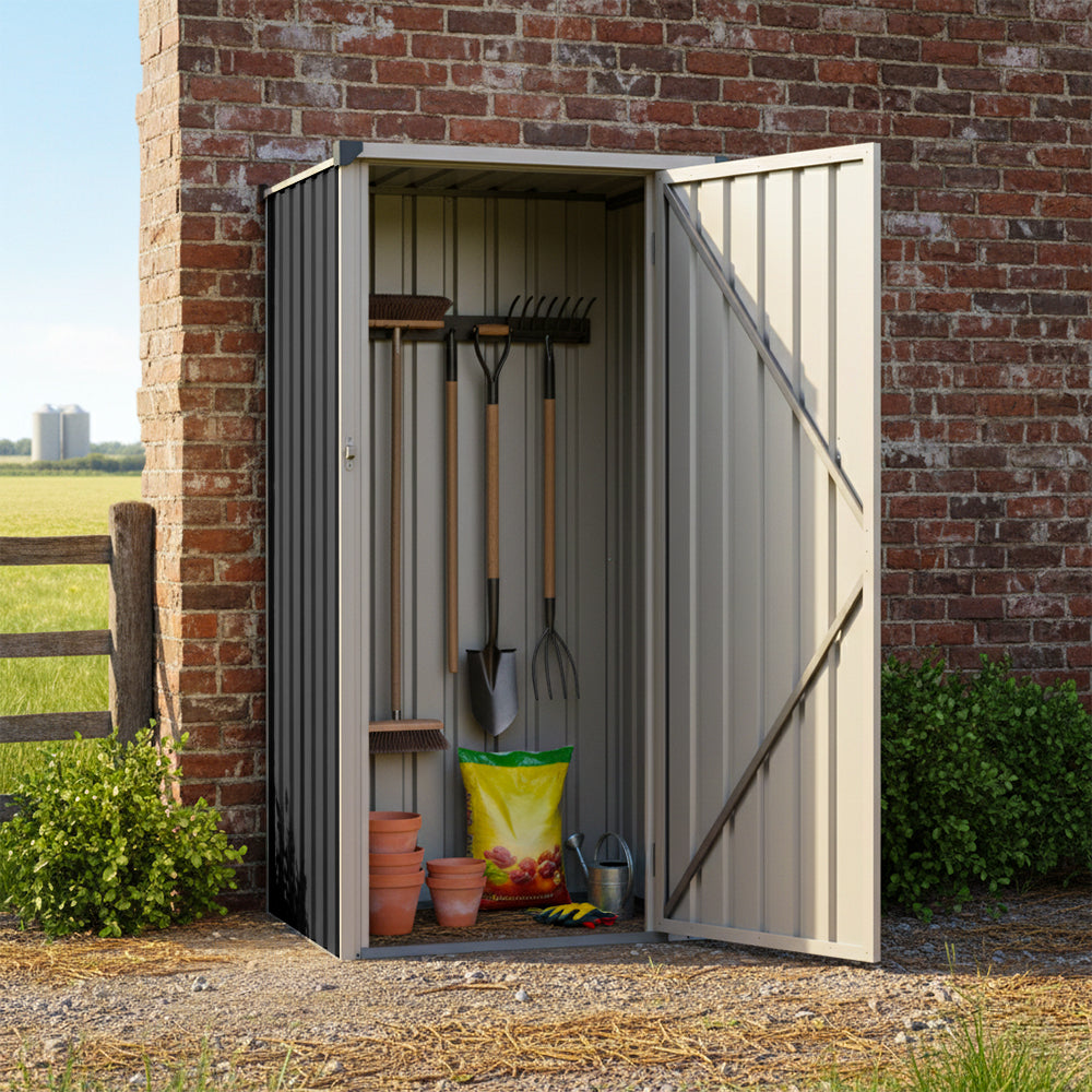 3 x 3 ft Metal Garden Storage Shed with Pent Roof & Single Door